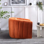 Fauteuil rond pivotant 360° en velours oversize avec coussin moelleux, idéal pour le salon ou la chambre.