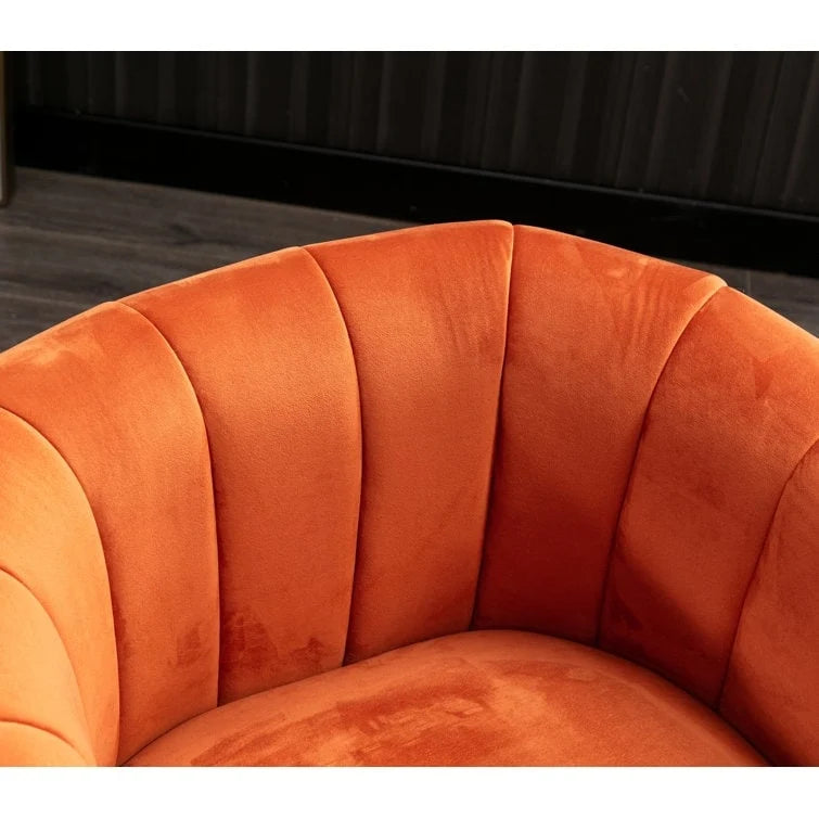 Fauteuil rond pivotant 360° en velours oversize avec coussin moelleux, idéal pour le salon ou la chambre.