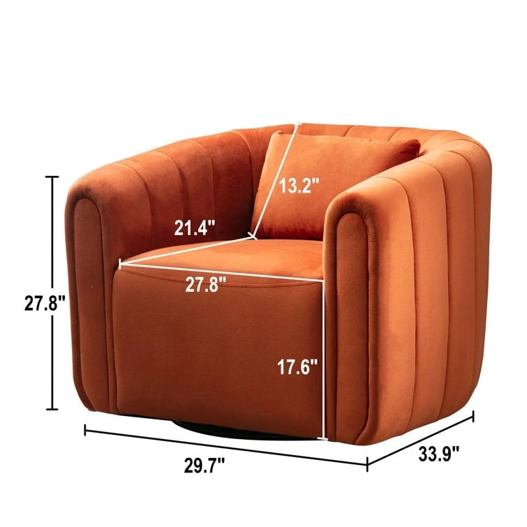 Fauteuil rond pivotant 360° en velours oversize avec coussin moelleux, idéal pour le salon ou la chambre.
