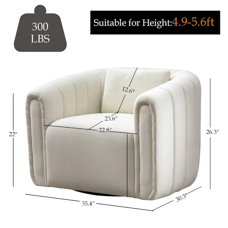 Fauteuil rond pivotant 360° en velours oversize avec coussin moelleux, idéal pour le salon ou la chambre.