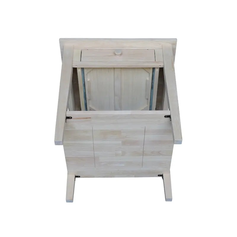 Table d'appoint carrée en bois d'hévéa massif avec tiroir et étagère, 61 cm (l) x 63,5 cm (H), brut/noir/blanc/gris/bleu