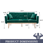 Canapé-lit avec méridienne réversible, lin, capitonné, pieds or rose, 204 kg, 8 couleurs