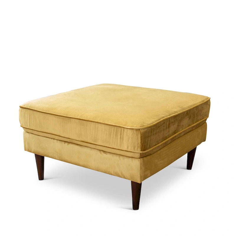 Ottoman carré en velours de style Mid-Century Modern