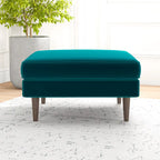 Ottoman carré en velours de style Mid-Century Modern