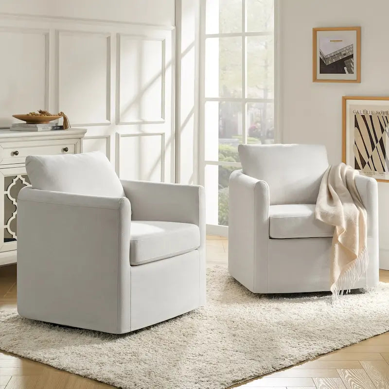 Ensemble de 2 fauteuils pivotants à 360°, déhoussables, aspect lin, 72,4 cm (28,5 po) de large, 113,4 kg (250 lb), 4 couleurs
