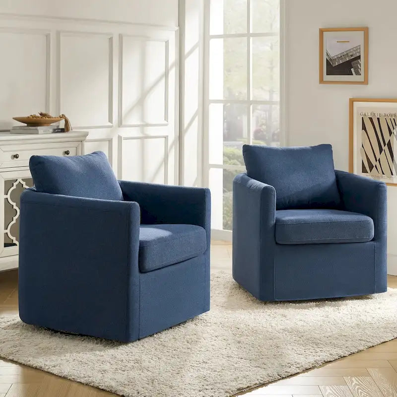 Ensemble de 2 fauteuils pivotants à 360°, déhoussables, aspect lin, 72,4 cm (28,5 po) de large, 113,4 kg (250 lb), 4 couleurs
