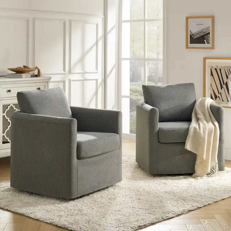 Ensemble de 2 fauteuils pivotants à 360°, déhoussables, aspect lin, 72,4 cm (28,5 po) de large, 113,4 kg (250 lb), 4 couleurs