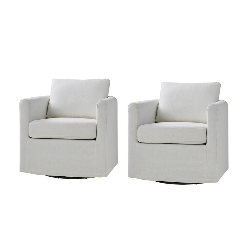 Ensemble de 2 fauteuils pivotants à 360°, déhoussables, aspect lin, 72,4 cm (28,5 po) de large, 113,4 kg (250 lb), 4 couleurs