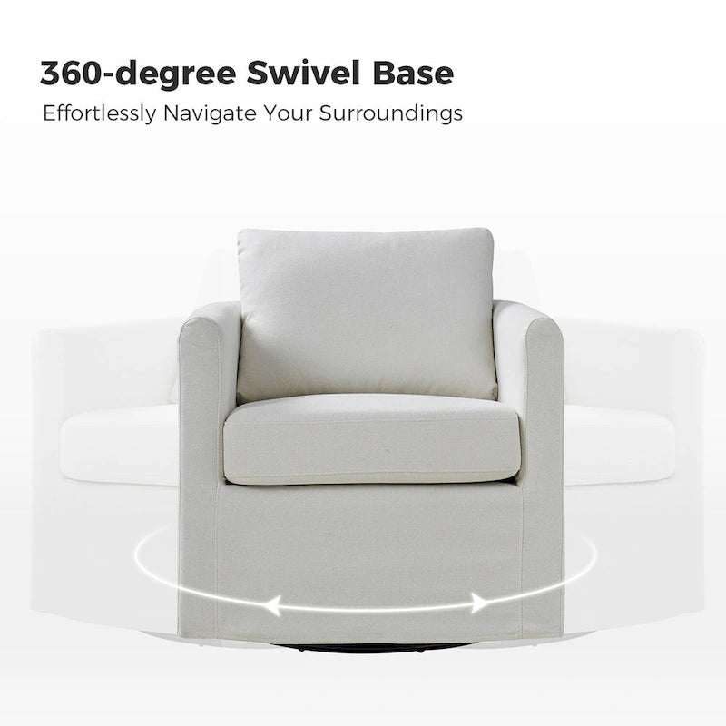 Ensemble de 2 fauteuils pivotants à 360°, déhoussables, aspect lin, 72,4 cm (28,5 po) de large, 113,4 kg (250 lb), 4 couleurs