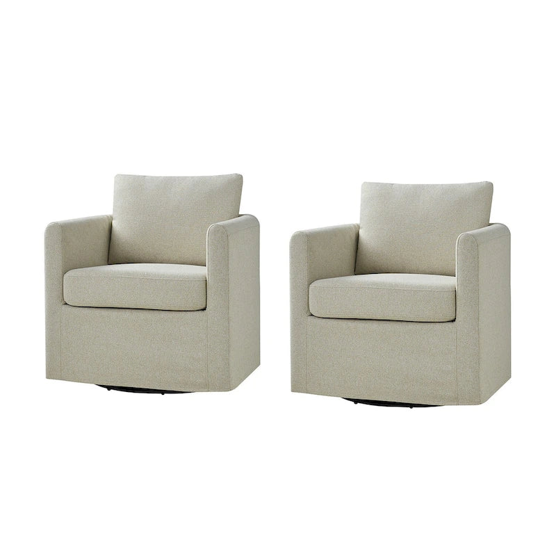 Ensemble de 2 fauteuils pivotants à 360°, déhoussables, aspect lin, 72,4 cm (28,5 po) de large, 113,4 kg (250 lb), 4 couleurs