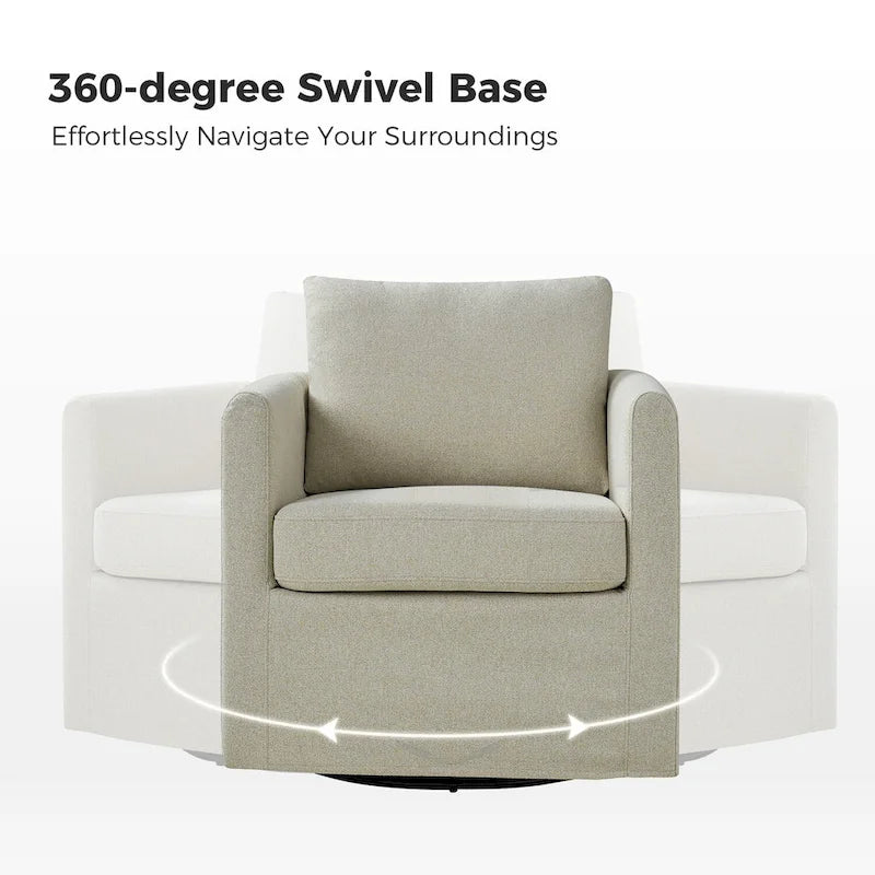 Ensemble de 2 fauteuils pivotants à 360°, déhoussables, aspect lin, 72,4 cm (28,5 po) de large, 113,4 kg (250 lb), 4 couleurs