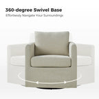 Ensemble de 2 fauteuils pivotants à 360°, déhoussables, aspect lin, 72,4 cm (28,5 po) de large, 113,4 kg (250 lb), 4 couleurs