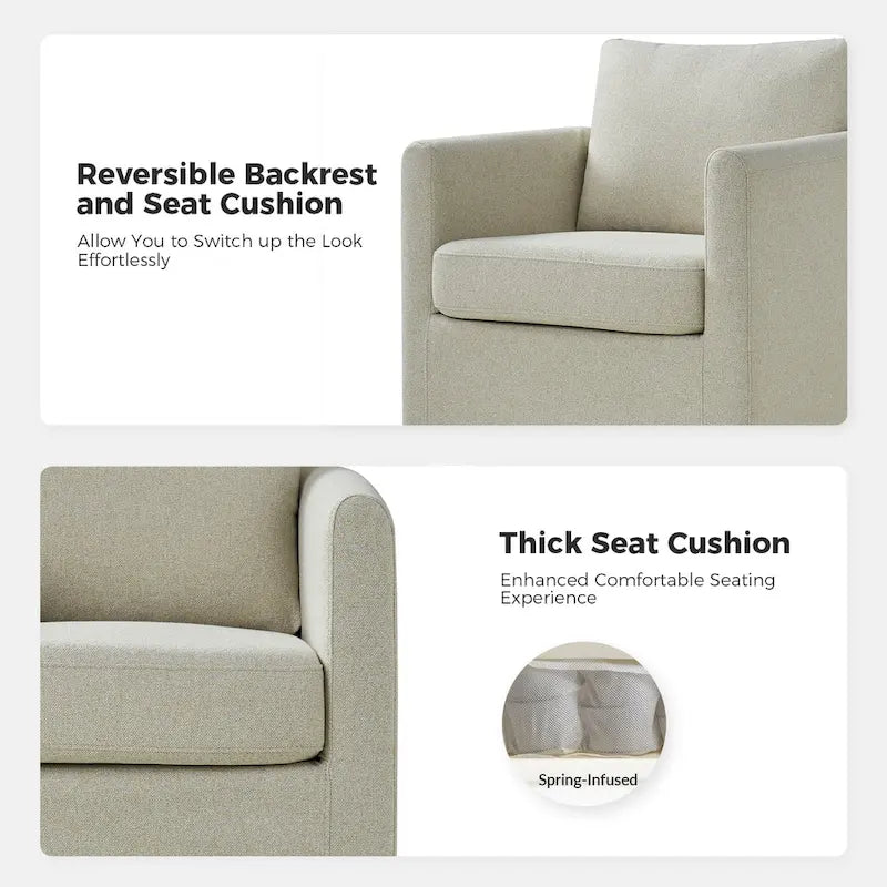 Ensemble de 2 fauteuils pivotants à 360°, déhoussables, aspect lin, 72,4 cm (28,5 po) de large, 113,4 kg (250 lb), 4 couleurs