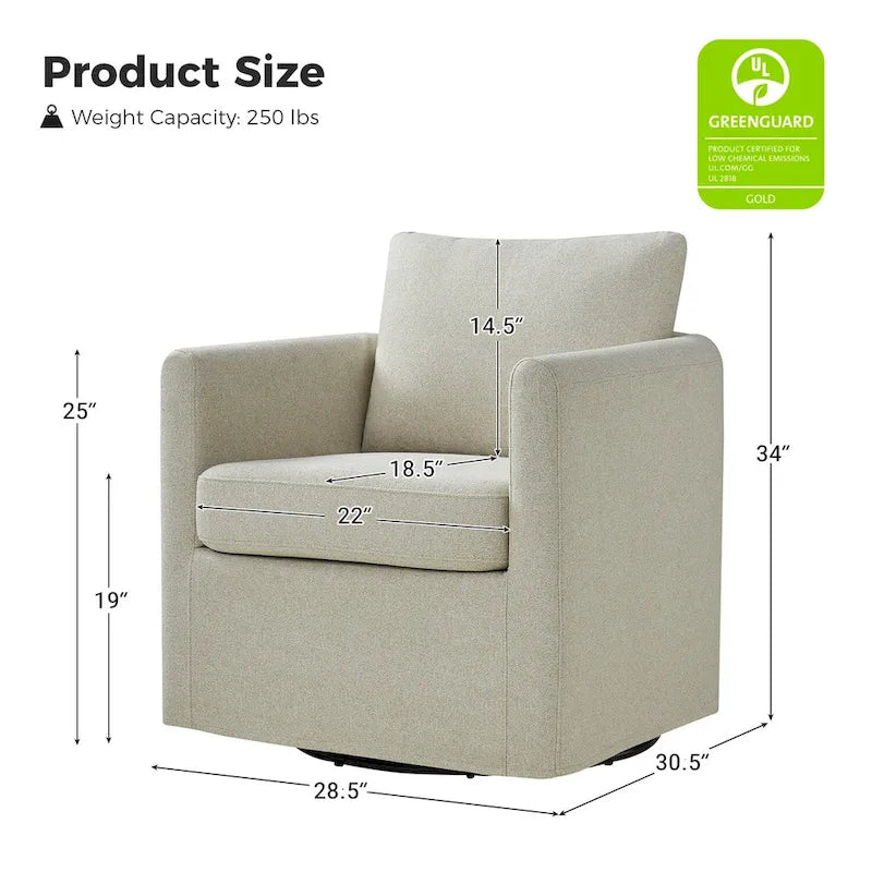 Ensemble de 2 fauteuils pivotants à 360°, déhoussables, aspect lin, 72,4 cm (28,5 po) de large, 113,4 kg (250 lb), 4 couleurs
