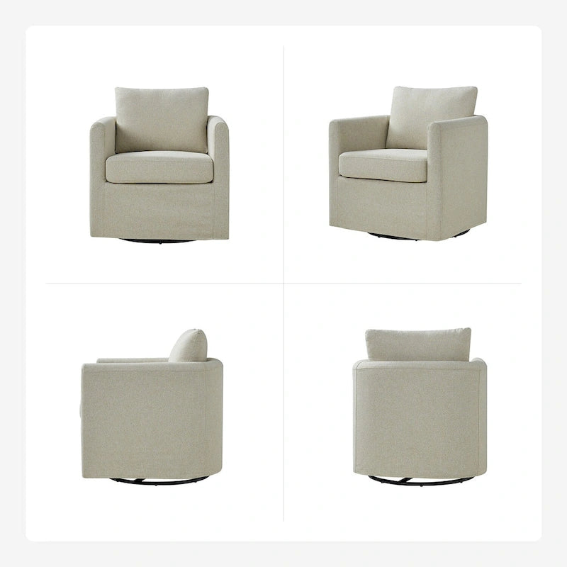 Ensemble de 2 fauteuils pivotants à 360°, déhoussables, aspect lin, 72,4 cm (28,5 po) de large, 113,4 kg (250 lb), 4 couleurs