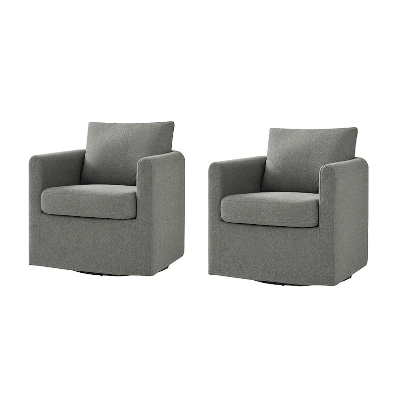 Ensemble de 2 fauteuils pivotants à 360°, déhoussables, aspect lin, 72,4 cm (28,5 po) de large, 113,4 kg (250 lb), 4 couleurs