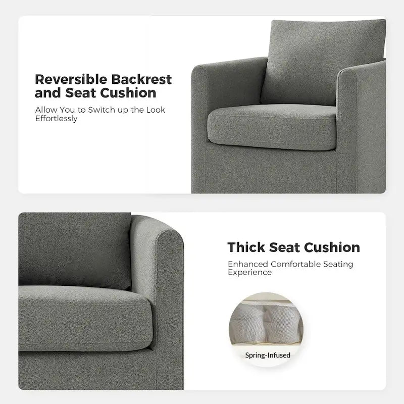 Ensemble de 2 fauteuils pivotants à 360°, déhoussables, aspect lin, 72,4 cm (28,5 po) de large, 113,4 kg (250 lb), 4 couleurs