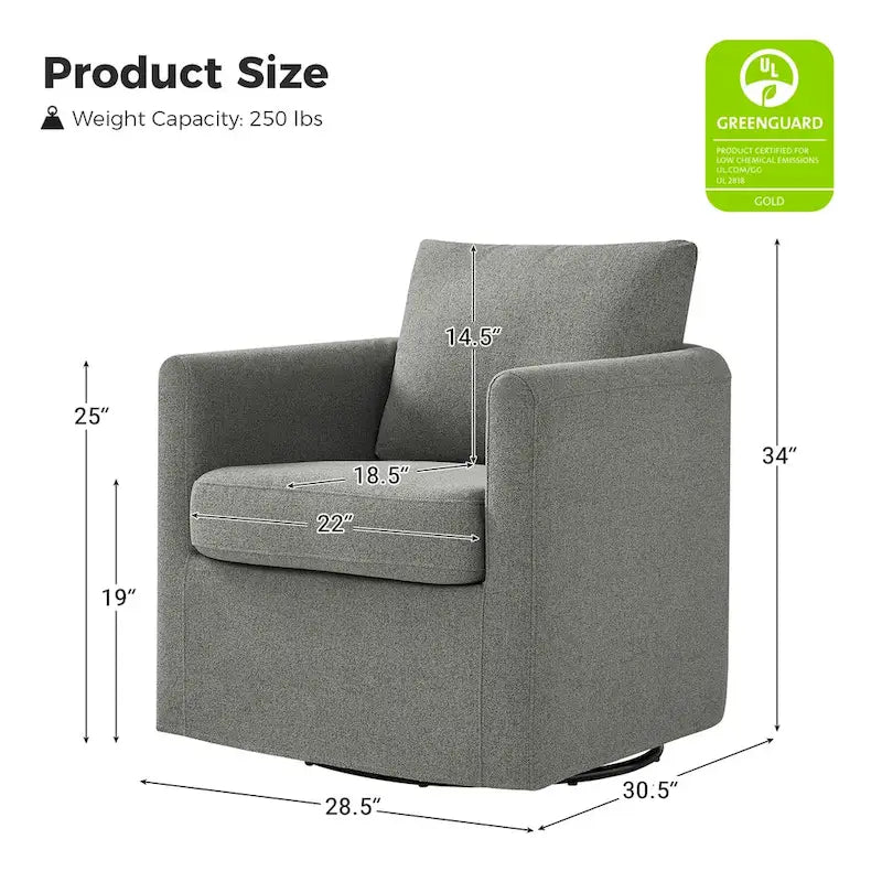 Ensemble de 2 fauteuils pivotants à 360°, déhoussables, aspect lin, 72,4 cm (28,5 po) de large, 113,4 kg (250 lb), 4 couleurs