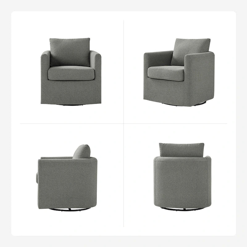 Ensemble de 2 fauteuils pivotants à 360°, déhoussables, aspect lin, 72,4 cm (28,5 po) de large, 113,4 kg (250 lb), 4 couleurs