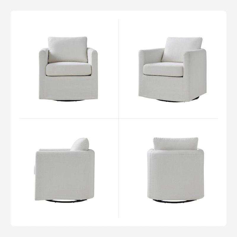 Ensemble de 2 fauteuils pivotants à 360°, déhoussables, aspect lin, 72,4 cm (28,5 po) de large, 113,4 kg (250 lb), 4 couleurs