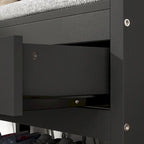 Meuble d'entrée avec banc, 87 cm (L), 4 patères, 3 étagères ouvertes, assise rembourrée, rangement à chaussures, panneau de particules, Blanc/Gris/Noir