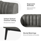 Fauteuil d'appoint en similicuir capitonné à fines nervures, bleu marine/gris/camel/marron/noir, pieds en métal, lot de 2
