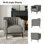 Fauteuil d'appoint en similicuir capitonné à fines nervures, bleu marine/gris/camel/marron/noir, pieds en métal, lot de 2