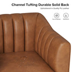 Fauteuil d'appoint en similicuir capitonné à fines nervures, bleu marine/gris/camel/marron/noir, pieds en métal, lot de 2