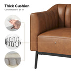 Fauteuil d'appoint en similicuir capitonné à fines nervures, bleu marine/gris/camel/marron/noir, pieds en métal, lot de 2