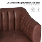 Fauteuil d'appoint en similicuir capitonné à fines nervures, bleu marine/gris/camel/marron/noir, pieds en métal, lot de 2