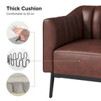 Fauteuil d'appoint en similicuir capitonné à fines nervures, bleu marine/gris/camel/marron/noir, pieds en métal, lot de 2
