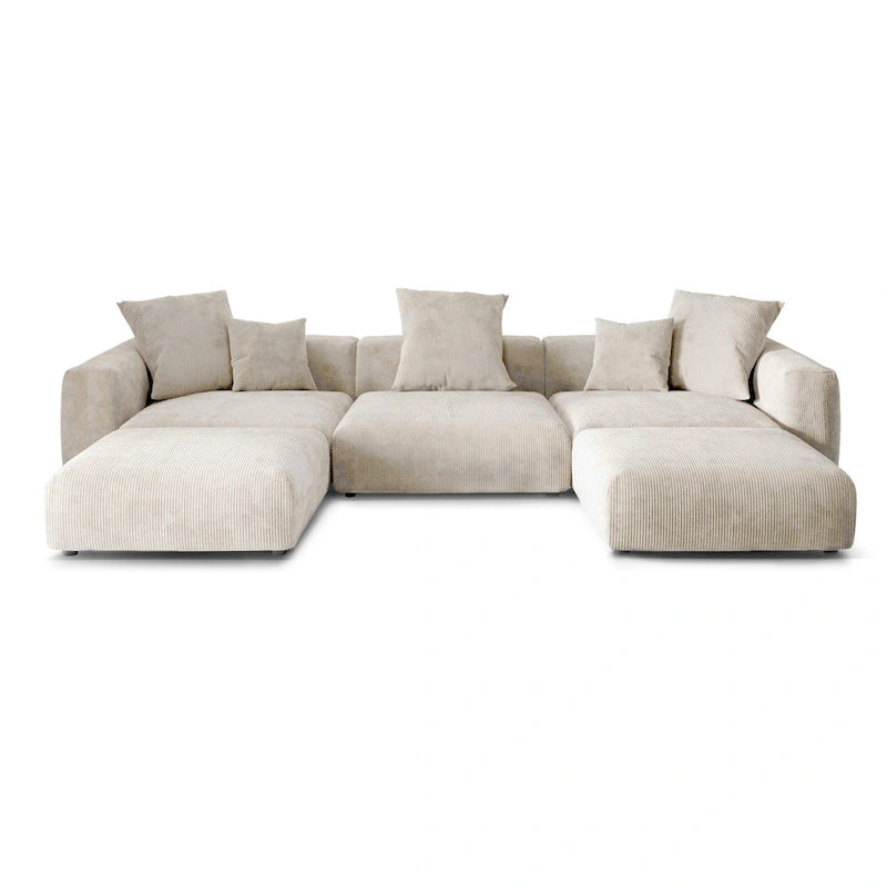 Canapé modulaire en velours côtelé en forme de U de 359,99 cm, grand canapé confortable