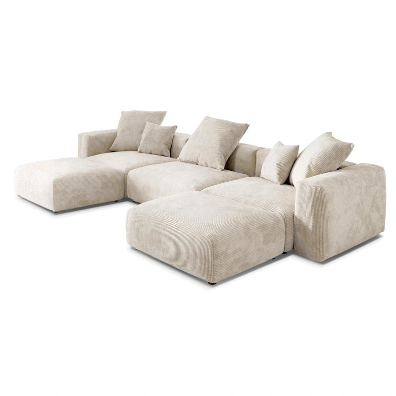Canapé modulaire en velours côtelé en forme de U de 359,99 cm, grand canapé confortable