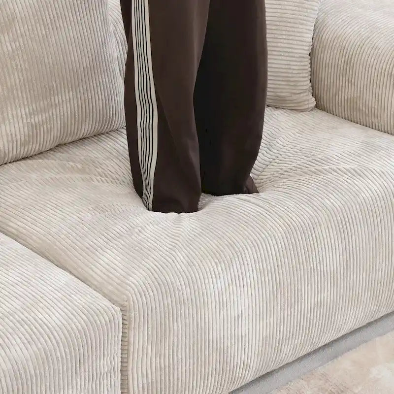 Canapé modulaire en velours côtelé en forme de U de 359,99 cm, grand canapé confortable