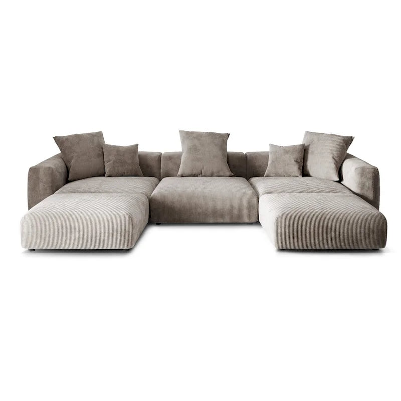Canapé modulaire en velours côtelé en forme de U de 359,99 cm, grand canapé confortable