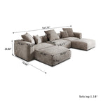 Canapé modulaire en velours côtelé en forme de U de 359,99 cm, grand canapé confortable