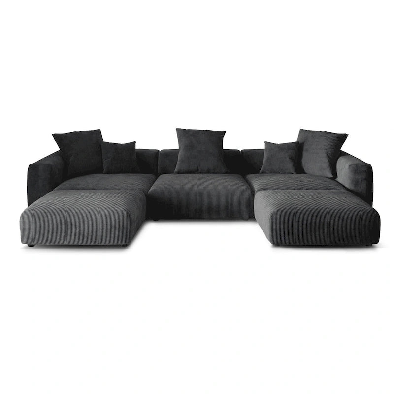 Canapé modulaire en velours côtelé en forme de U de 359,99 cm, grand canapé confortable