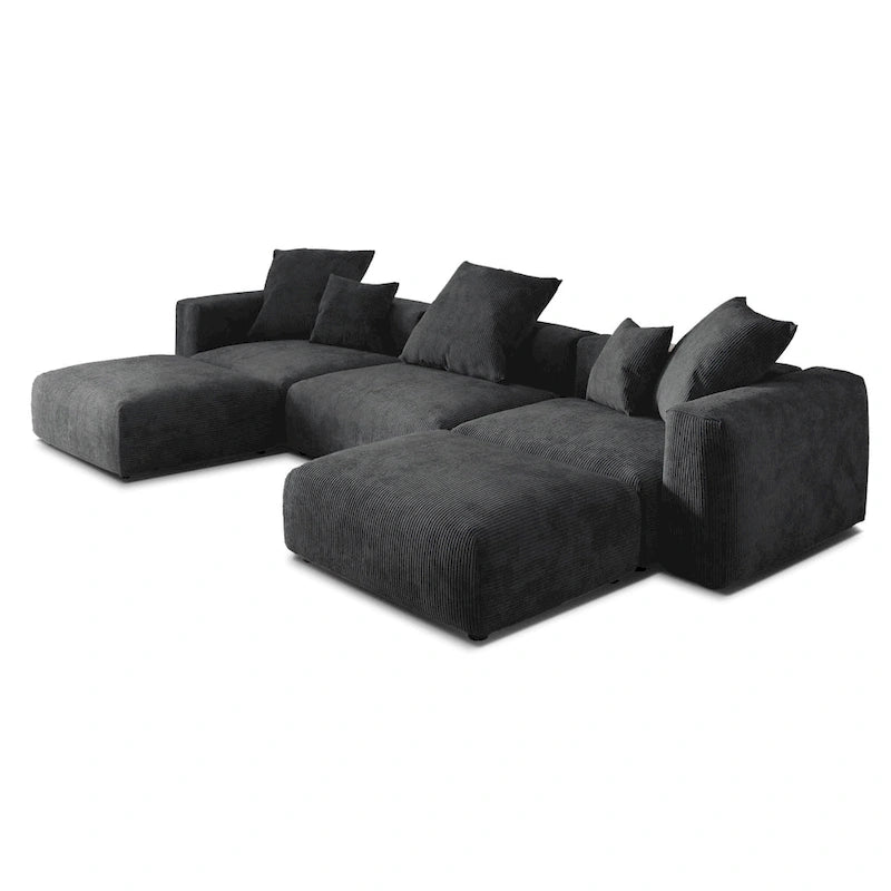 Canapé modulaire en velours côtelé en forme de U de 359,99 cm, grand canapé confortable