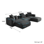 Canapé modulaire en velours côtelé en forme de U de 359,99 cm, grand canapé confortable