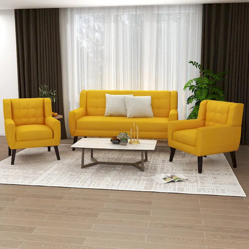 Ensemble causeuse et fauteuil 3 pièces en lin capitonné, beige/gris/jaune/bleu/blanc/bleu clair, 3 places et plus