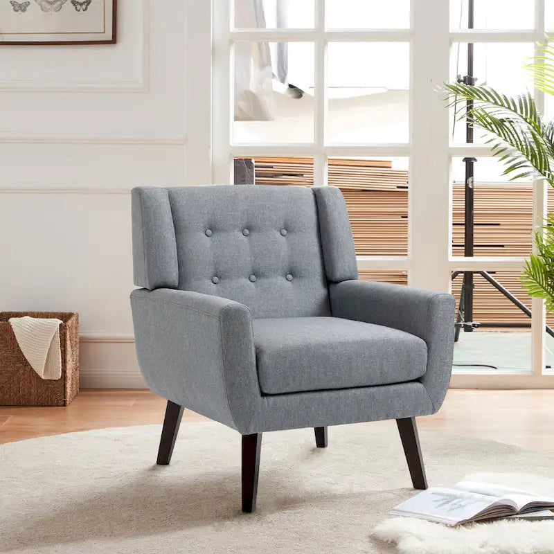 Ensemble causeuse et fauteuil 3 pièces en lin capitonné, beige/gris/jaune/bleu/blanc/bleu clair, 3 places et plus