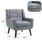 Ensemble causeuse et fauteuil 3 pièces en lin capitonné, beige/gris/jaune/bleu/blanc/bleu clair, 3 places et plus