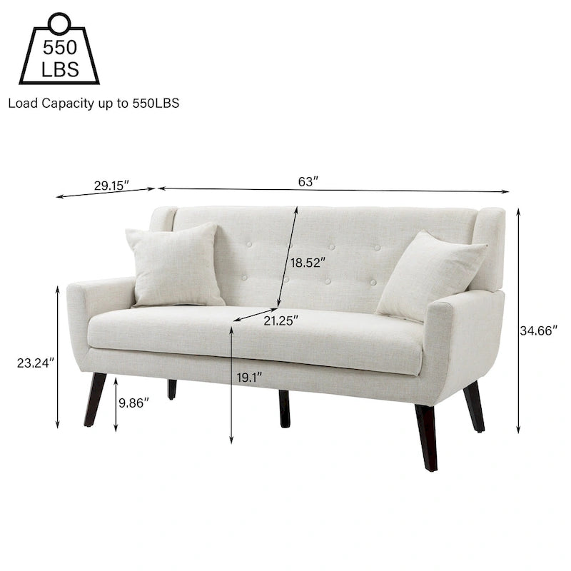 Ensemble causeuse et fauteuil 3 pièces en lin capitonné, beige/gris/jaune/bleu/blanc/bleu clair, 3 places et plus