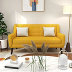 Ensemble causeuse et fauteuil 3 pièces en lin capitonné, beige/gris/jaune/bleu/blanc/bleu clair, 3 places et plus