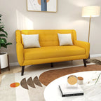 Ensemble causeuse et fauteuil 3 pièces en lin capitonné, beige/gris/jaune/bleu/blanc/bleu clair, 3 places et plus