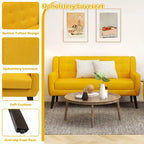 Ensemble causeuse et fauteuil 3 pièces en lin capitonné, beige/gris/jaune/bleu/blanc/bleu clair, 3 places et plus