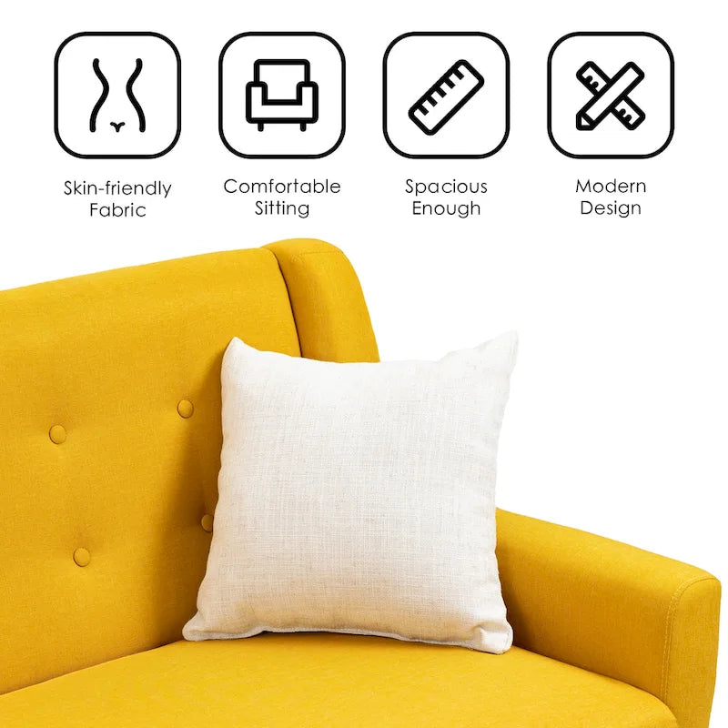 Ensemble causeuse et fauteuil 3 pièces en lin capitonné, beige/gris/jaune/bleu/blanc/bleu clair, 3 places et plus