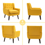 Ensemble causeuse et fauteuil 3 pièces en lin capitonné, beige/gris/jaune/bleu/blanc/bleu clair, 3 places et plus