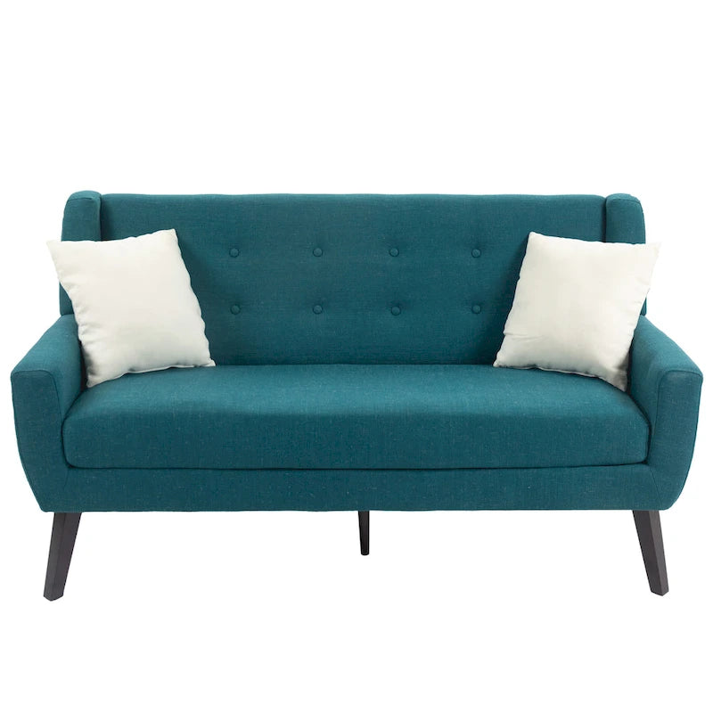 Ensemble causeuse et fauteuil 3 pièces en lin capitonné, beige/gris/jaune/bleu/blanc/bleu clair, 3 places et plus