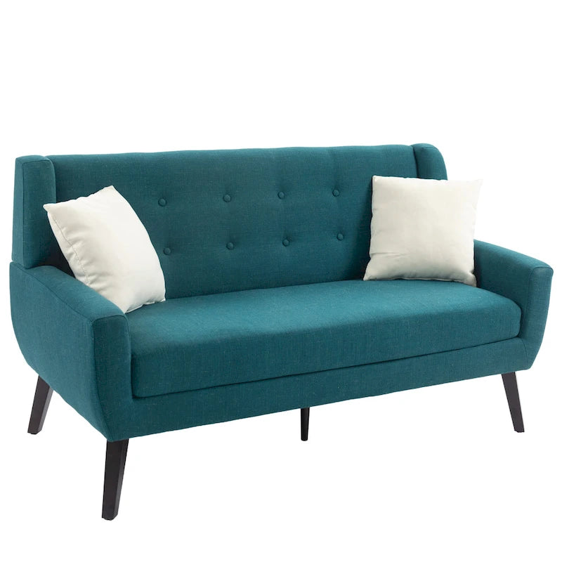 Ensemble causeuse et fauteuil 3 pièces en lin capitonné, beige/gris/jaune/bleu/blanc/bleu clair, 3 places et plus